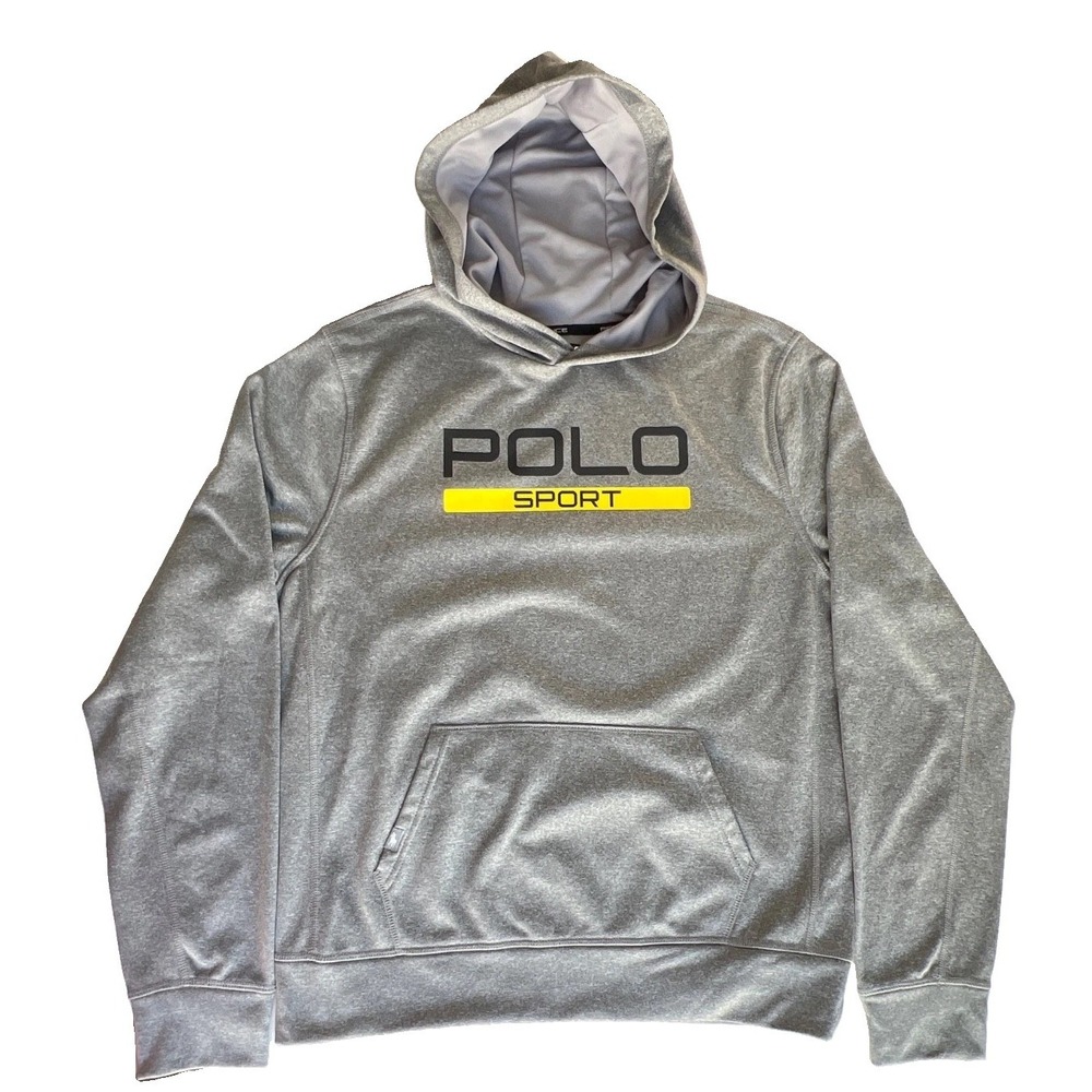 Ralph Lauren Polo Sport Hoodie Youth XL Gray ThermoVent Performance Pullover